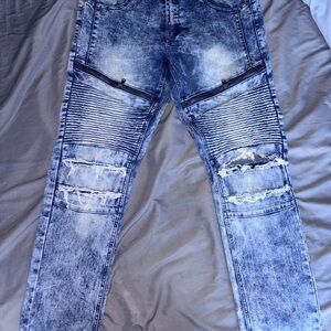 Men's Blue Distressed Skinny Jeans